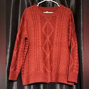 Cable Knit Sweater in Burgundy Red